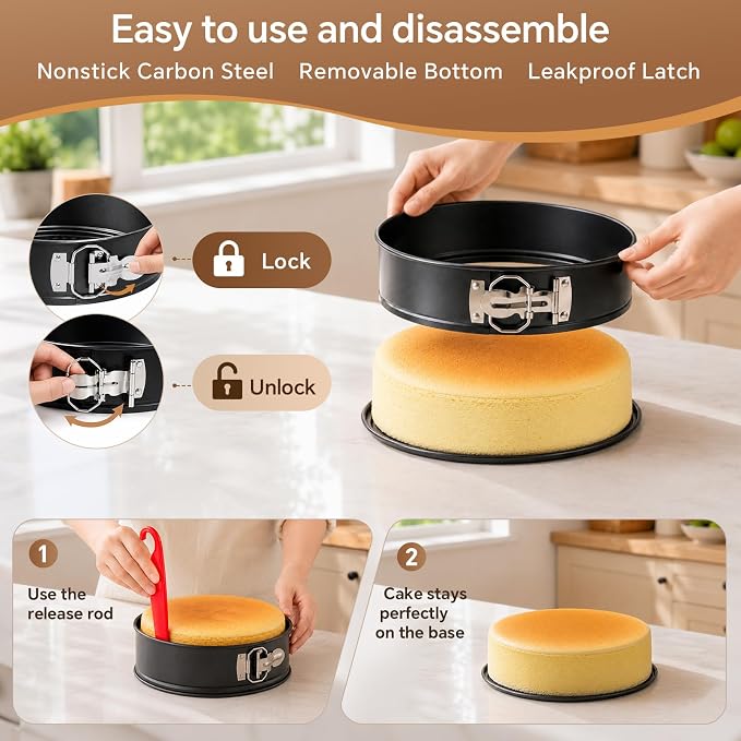 9 Inch non-stick Cheesecake Pan Springform Pan, Removable Bottom with 50PCS Parchment Paper