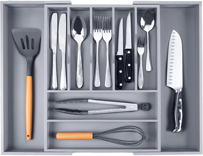 Kitchen Silverware Drawer Organizer and Storage Cabinet Utensil Rack Bathroom Counter Vanity Extra Large Big Cooking Drawer Organizers Countertop Pantry Storage Cabinet Best Kitchen Must Haves 2025