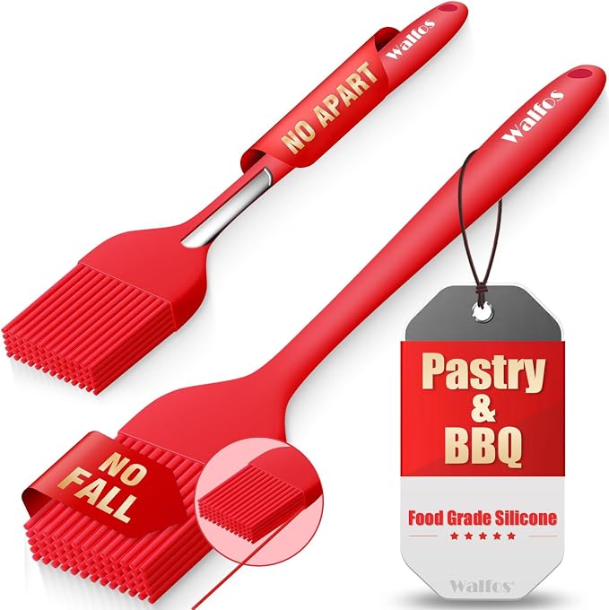 Walfos Silicone Basting Pastry Brush, 600°F Heat Resistant for BBQ Grill Baking Kitchen Cooking, BPA Free and Dishwasher safe