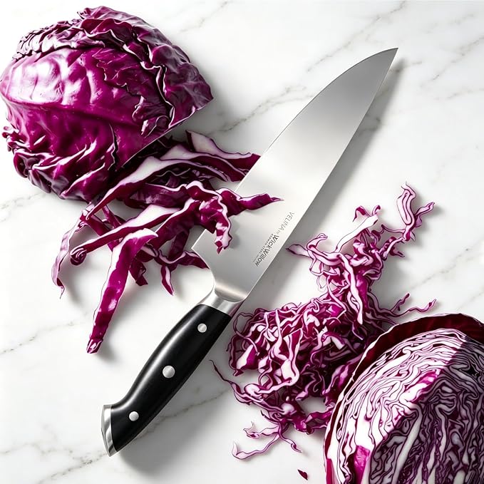 WICKWILLOW 8” Chef Knife – Ultra Sharp German Steel, Ergonomic Handle | Effortless slicing, dicing and chopping with balanced control and lasting sharpness. Gift-Ready.