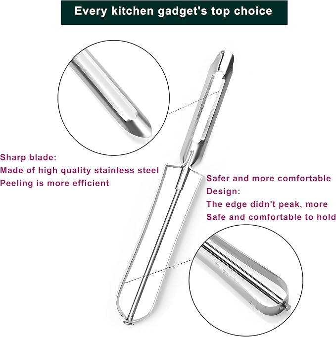 Potato Peelers for Kitchen, 2 Pcs, Just Like Mom's old steel Peeler | for Swivel,Metal,Original,Vegetable,Carrot,left and right handed