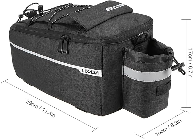 Lixada Bike Panniers Bike Trunk Bag Insulated Bag for Warm/Cool Items, Bicycle Rear Rack Storage Luggage Bicycle Seat Multifunctional Insulated Trunk Cooler Bag Shoulder Bag 11.4 6.3 6.7in