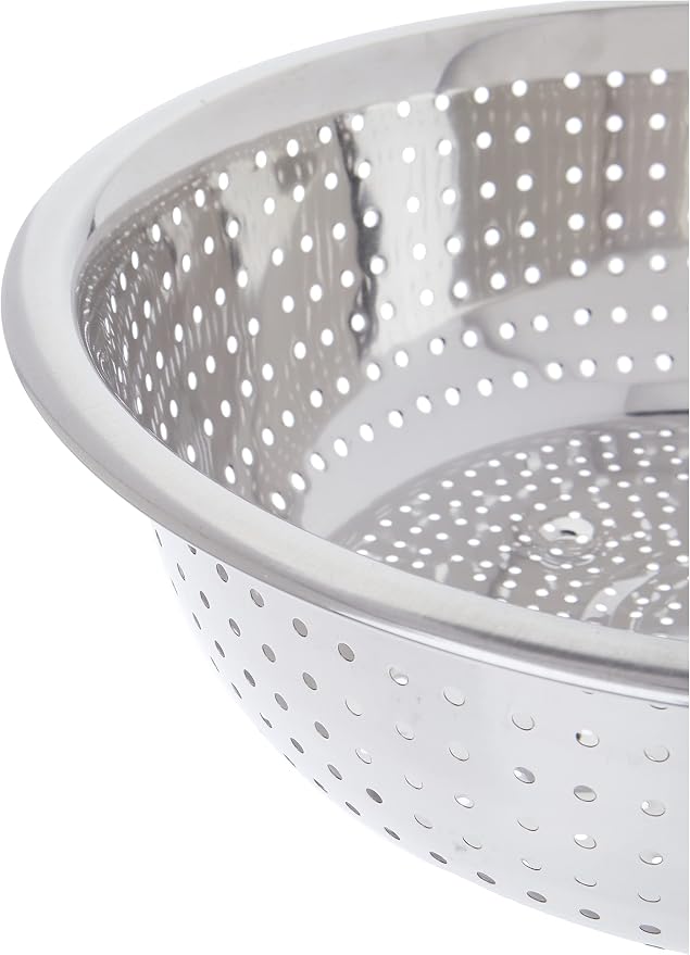 Winco Chinese Colander with 2.5 mm Holes, 11-Inch, Stainless Steel, Medium | Foodservice, Great for Draining Pasta, Rinsing Produce, Straining and Kitchen Prep