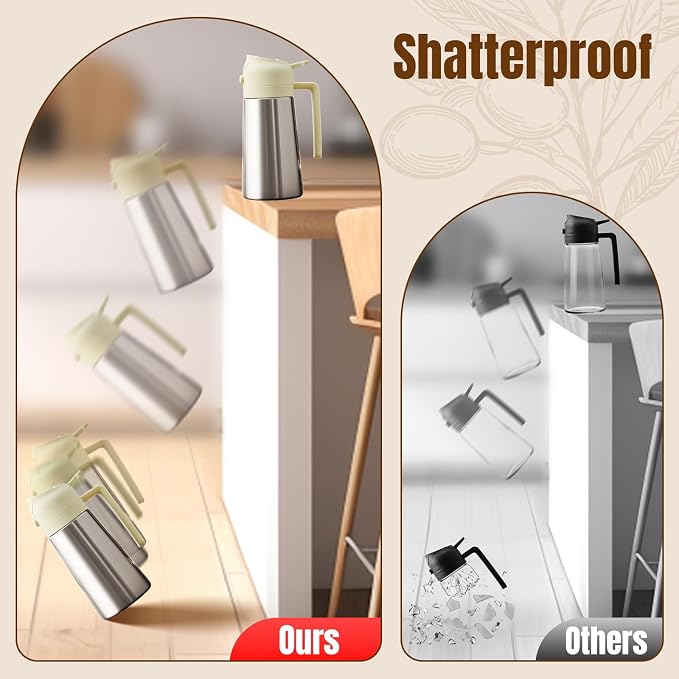 PARACITY Stainless Steel Oil Dispenser Bottle, 2-in-1 Sprayer, 16 oz, White | Ceramic interior supports fine mist or smooth pouring; drip-control spout suits cooking, BBQ, air fryer, salads, and baking.