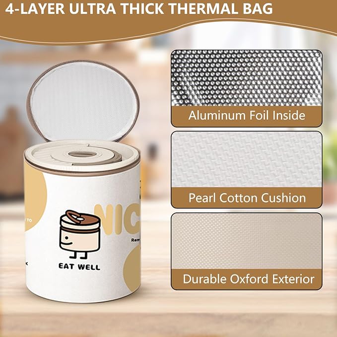 Bento Box Adult — Round Stackable Lunch Box for Women (450ml & 600ml) with Insulated Carry Bag | 304 Stainless Steel Removable Inserts | Microwave & Dishwasher Safe, Brown