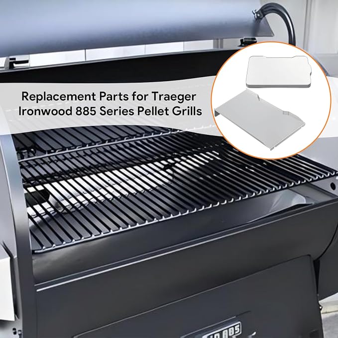 Drip Pan and Drip Pan Liners Kit for Traeger Ironwood 885 Series Pellet Grills, BAC1333 Drip Tray for Traeger 885 Series, Drip Tray Liners Replacement for Traeger BAC521, for Traeger Replacement Parts