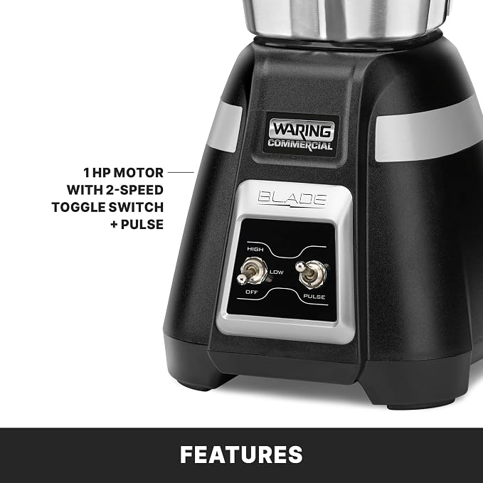 Waring Blade Blender with 48 oz Stainless Steel Jar & Toggle & Pulse | 1.5 Horsepower Motor, 2-Speed Toggle Controls with Pulse, 48 oz Stainless Steel Jar, for Bars & Restaurants, NSF Certified