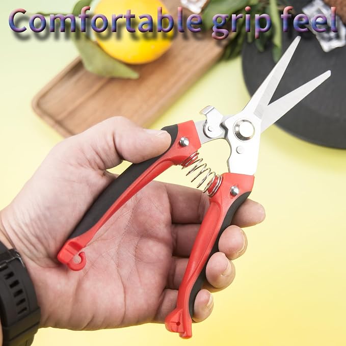 Multifunctional Stainless Steel Floral Pruning Shears Rose Thorns Clipping Tool Garden Snips Herb Scissors for Cutting Fresh Flowers Orchard Shears with Safety Lock Long Lasting Durability