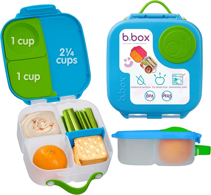 b.box Mini Lunch Box, Snack Containers for Kids, Lunch Box Kids, 4.25 Cup | Bento Box for Kids, Sanck Box, Lunch Containers, Leak Proof, Dishwasher Safe, BPA Free, PFAS Free, Ages 3+ — Ocean Breeze