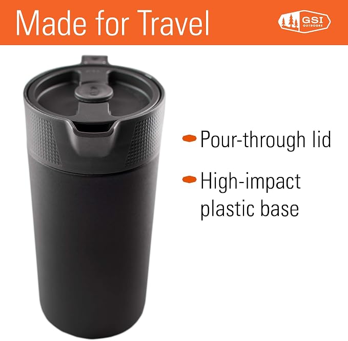 GSI Outdoors Glacier Stainless JavaPress, 30 fl oz, French Press Mug