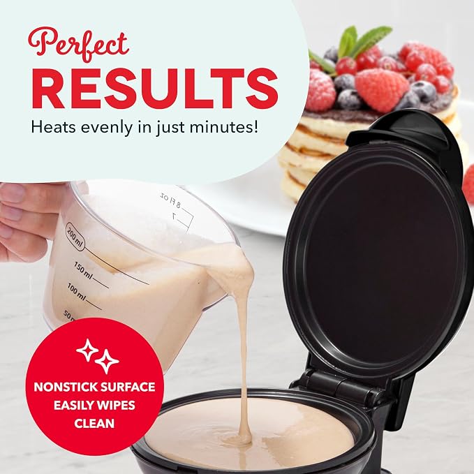 Dash Mini Maker Griddle, 4 Inch Nonstick Cooking Surface, Black | Compact Electric Mini Pancake Maker, Quick Heating, Single Serve Eggs, Hash Browns & Breakfast Sandwiches