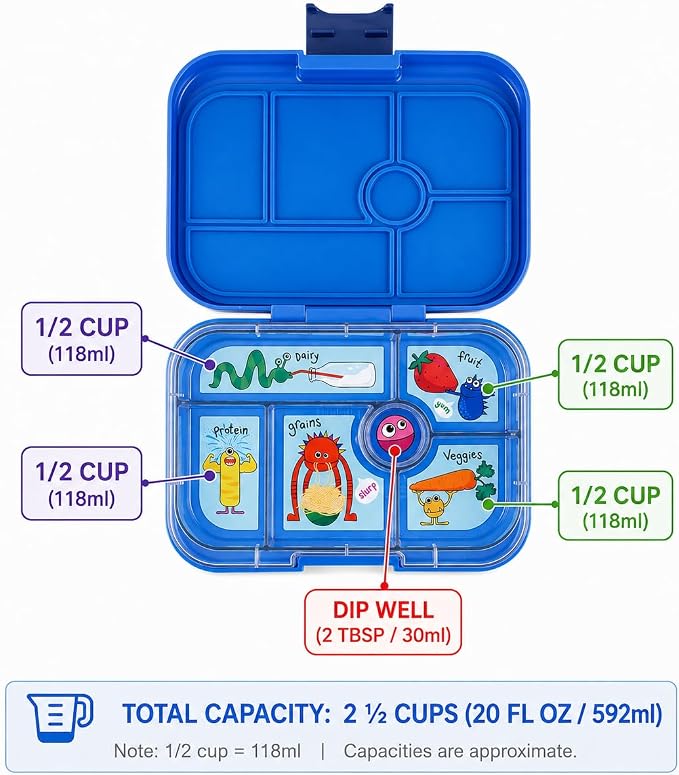 Yumbox Original Leakproof Bento Lunch Box - Lavande Purple Unicorn | 5 Compartments + built-in Dip Well, Lightweight, Compact, Easy Open Latch, Kid-Friendly