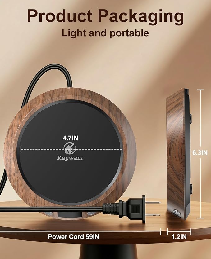 Kepwam Mug Warmer for Desk, Coffee Warmer with 3 Temp Settings & 2-9H Timer | 50W Fast Heating Beverage, LED Digital Display, Works for Coffee Mugs & Candle Jars, Multifunctional Gift fo Home & Office