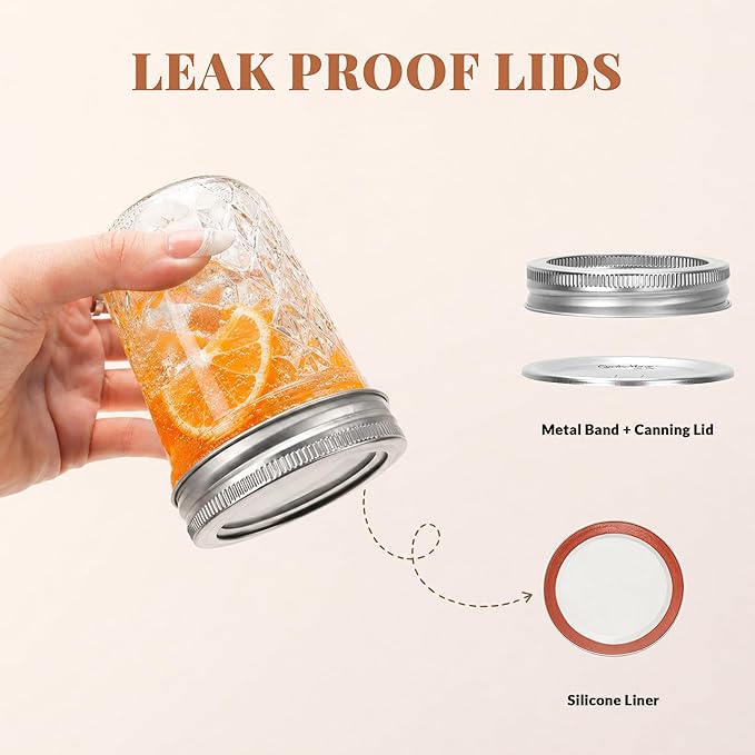 CycleMore 12 Pcs 8oz Clear Glass Mason Jars With Silver Separable Lids, Mini Glass Jars, Small Canning Jars for Gift Honey, Jam, Jelly, Wedding Favors, Kitchen Food Storage