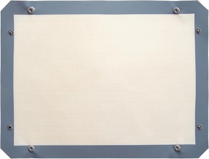 Silicone Rectangular Baking Mat, New Silicone Fiber Baking Pad with Nail Buckle, Non-Stick Reusable Oven Bakeware, 16.5" x 11.6",Gray, Pack of 1