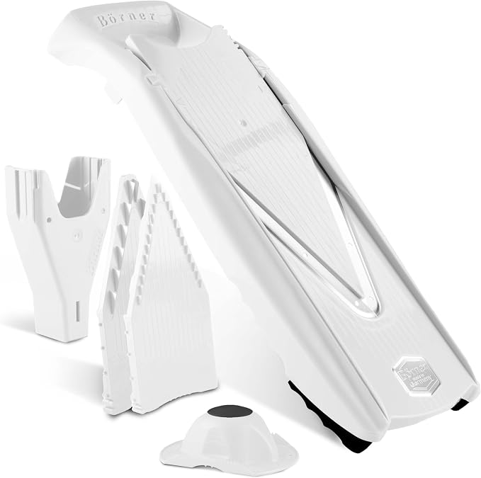Börner Mandoline Slicer V5 (Starter Set) • Vegetable V-Slicer for Slices, Sticks & Dices in Various Sizes • With Stainless Steel V-Blade • Adjustable Kitchen Slicer • Color: White