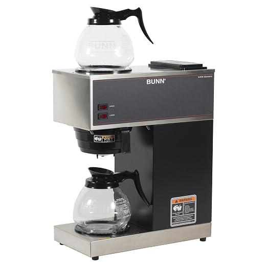BUNN 33200.0015 VPR-2GD 12-Cup Pourover Commercial Coffee Brewer with Upper and Lower Warmers and Two Glass Decanters, Black, Stainless, Standard