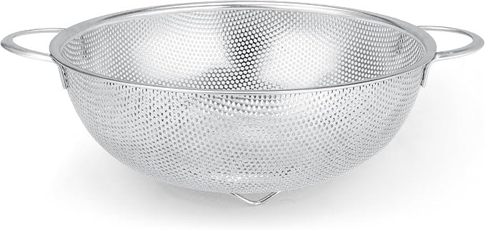 Gulex Colander Stainless Steel 3-Quart with Base, Strainer for Kitchen Food