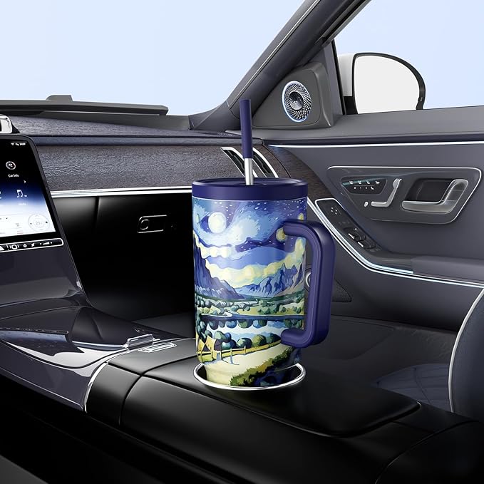 Meoky 40 oz Tumbler with Handle and Straw: Stainless Steel Insulated Tumbler with Lid and Straw - 100% Leak Proof Tumbler for Car Cup Holders - Travelers Commuters Workers, Pathway