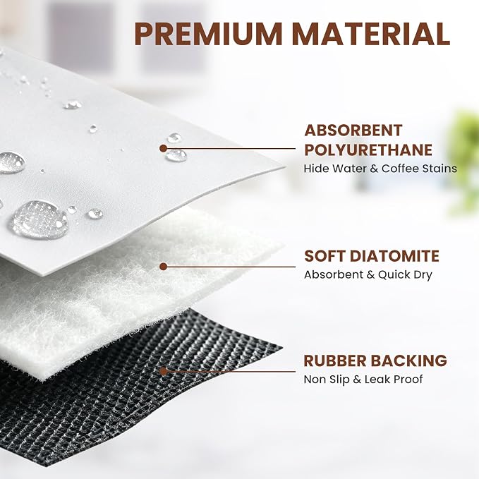 Coffee Mat Dish Drying,Non-Slip Easy Clean Sink Mat,Heat-resistant ,Fit Under Coffee Maker, Espresso Machine, Pot, Dish Rack (off white, 16"x24")