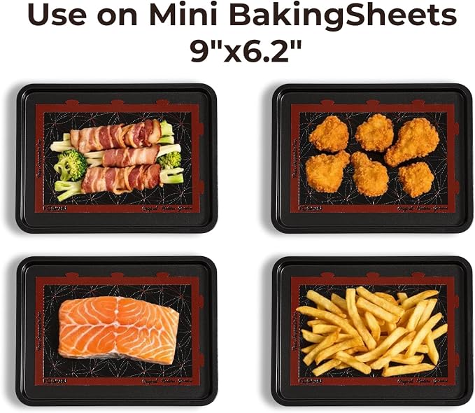 Silicone Baking Mats 8 Pack (8.3"x5.5") – Snap Together into 2 Large 16.5"x11" Oven Liners – Non-Stick, Heat-Resistant for Cookie Sheets & Air Fryers, Modular Puzzle Design