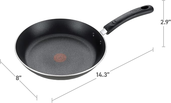 T-Fal Experience Nonstick Frying Pan, 8 in Induction Skillet, Black | Oven safe to 400 F, Thermo-Spot heat indicator, Dishwasher safe, Thick-gauge aluminum, Ideal for eggs and sauteing