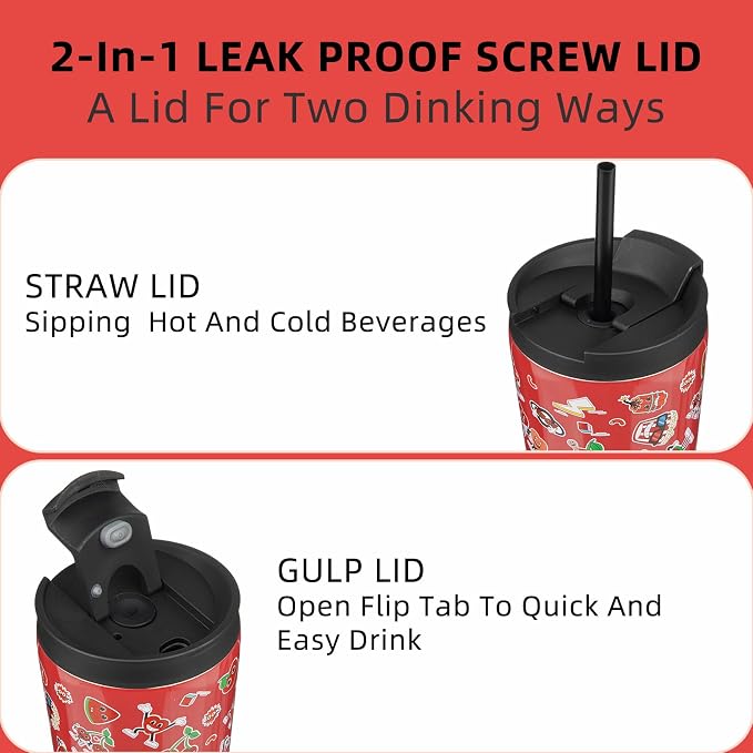 BJPKPK 26 oz Coffee Tumbler with Straw, Insulated Stainless Steel Cup | Double Wall Vacuum, Leak Proof Lid, Keeps Hot/Cold/Iced, BPA Free, Travel & Outdoor, Passionate-Red