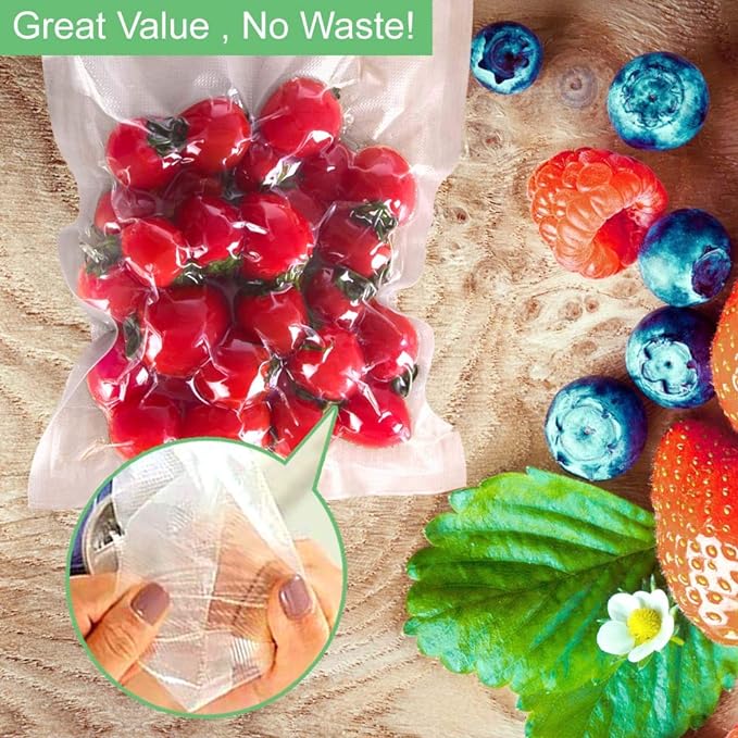 O2frepak Pint 6"x10" Vacuum Sealer Bags 100ct for Food Storage | BPA Free PreCut Food Grade,Commercial Grade,Heavy Duty Vacuum Food Freezer Bags,Great for Sous Vide Vacuum Sealer