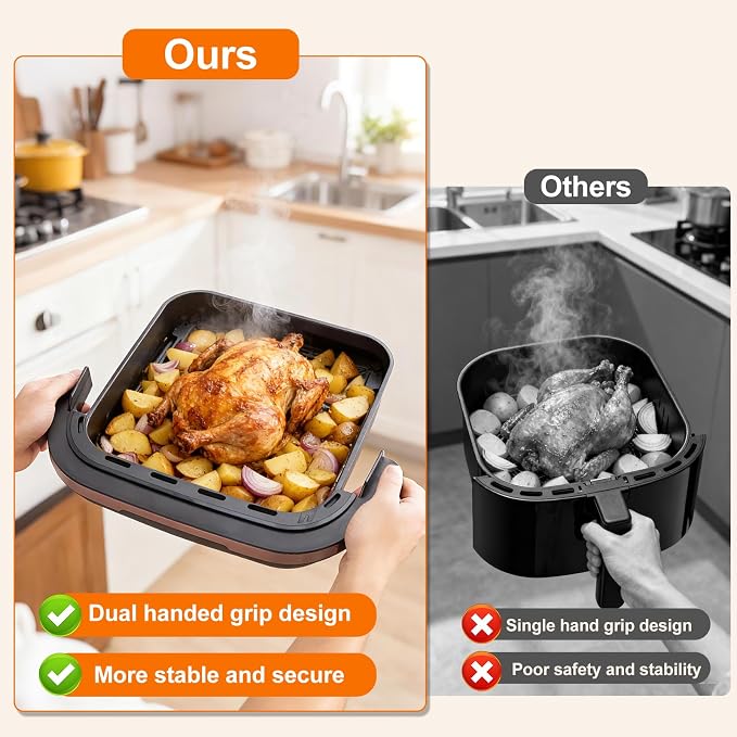 4.5QT Air Fryer Pizza Oven with 11 Presets Fits 11'' Pizza & 32 Chicken Wings, Flat Air Fryers with Dual Heating & Touch Display, Nonstick Crisps Airfryer for Cooking, Dehydrate, Reheat & More