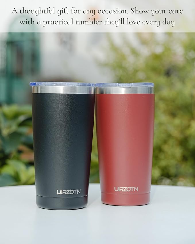 20oz Travel Coffee Tumbler with 2 Lids and Straw, Stainless Steel | Double Wall Vacuum Insulated Tumbler, Coffee Mug for Hot & Cold Drinks, Fits Most Car Cup Holders, Sapphire