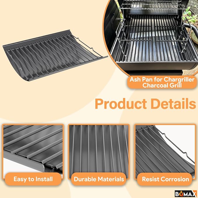 Ash Pan for Chargriller E5030, 5030, Ashpan for Char Griller 5030 Dual Function 2-Burner Charcoal Grill, Grill Parts for Char Griller Replacement Parts Charcoal Tray for Chargriller Ash Drip Pan