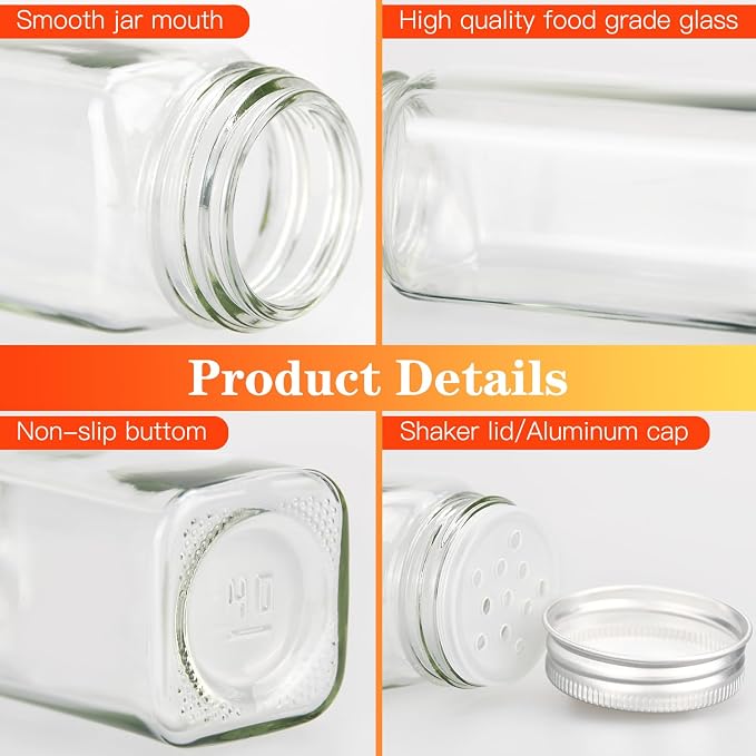 DkOvn 36pcs Glass Spice Jars, 4oz Empty Spice Jars with Metal Caps, Labels, Shaker Lids, Collapsible Funnel, Chalk Pen, Seasoning Organizer for Spice Rack | with Metal Caps, Labels, Shaker Lids, Collapsible Funnel, Chalk Pen, Seasoning Organizer for Sp...