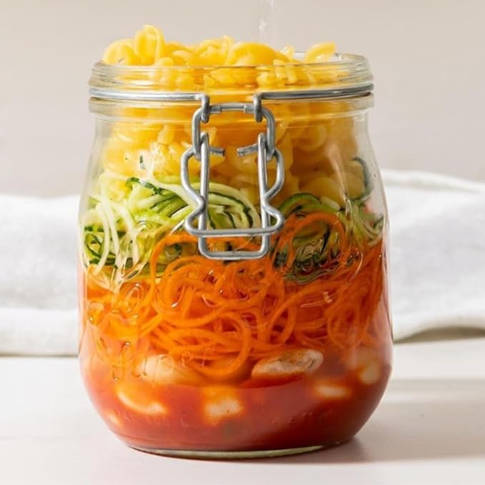 Le Parfait Super Jar 750ml (24oz) Glass Canning Jar, Wire Bail Lid, 1 Pack | Airtight rubber seal for canning, preserving pickles, sauces and whole fruit, fermentation and pantry storage; Made in France
