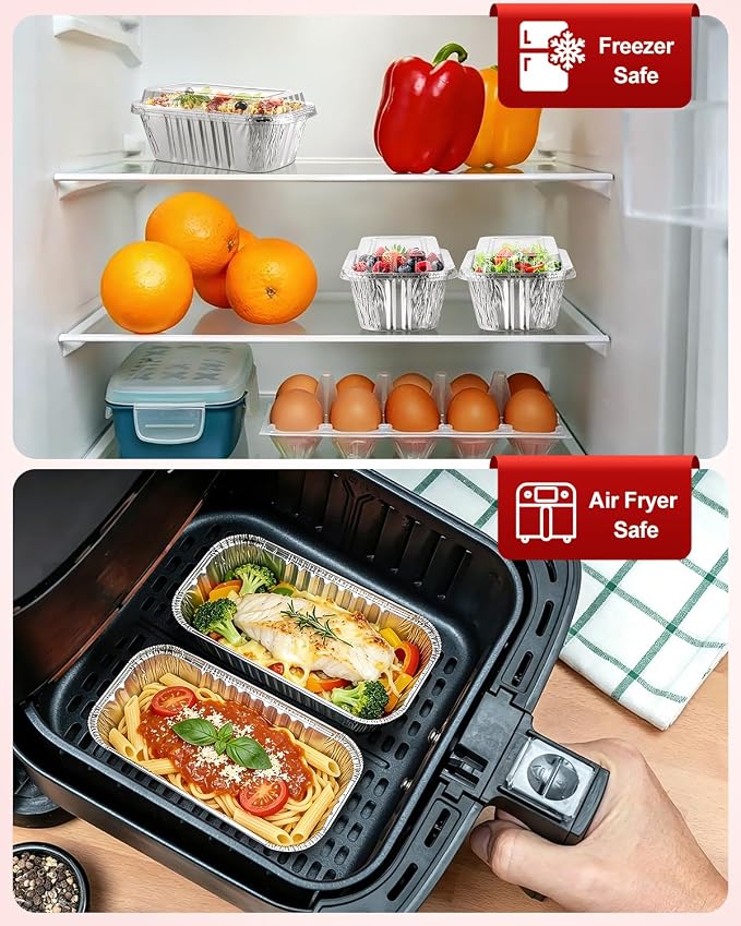 20 Pack 1 Lb Aluminum Loaf Pans with Lids - 6x3.5x2 Mini Loaf Pan, Small Disposable Tin Foil Baking Pans for Baked Bread, Cakes, Meat, Loaves