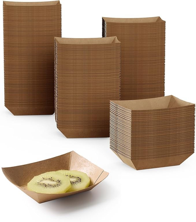 1/4lb Paper Food Tray 250 Pack Disposable Food Serving Boats | Small Paper Food Holder Boats for Gameday Party Snacks Nachos Hot Dogs Taco French Fries BBQ Party