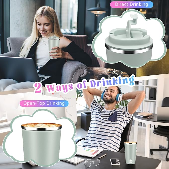 17oz Insulated Travel Coffee Mug with Flip Lid – Leakproof Stainless Steel Insulated Coffee Tumblers, Reusable Coffee Cup for Hot & Cold Drinks, Perfect for Camping & On-the-Go
