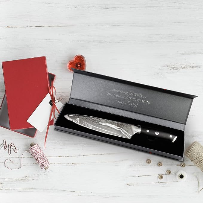 SHAN ZU Chef Knife, 8 Inch Damascus Steel Knife | Japanese Professional Kitchen Knife Sharp High Carbon Super Steel Kitchen Utility Knives with Gift Box