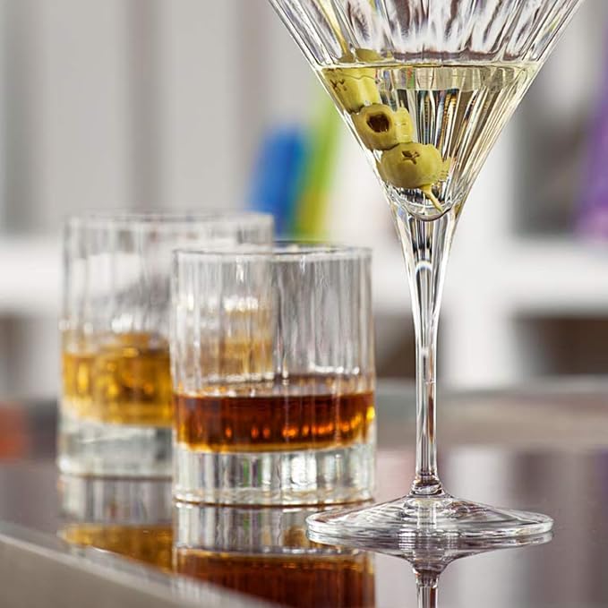 Luigi Bormioli Bach Double Old-Fashioned Glass, 11.25 Oz - Clear, Set of 4 | Durable Lead-Free Crystal Glasses for Whiskey, Cocktails, Spirits & Home Bar Use, Titanium Reinforced Design, Dishwasher Safe