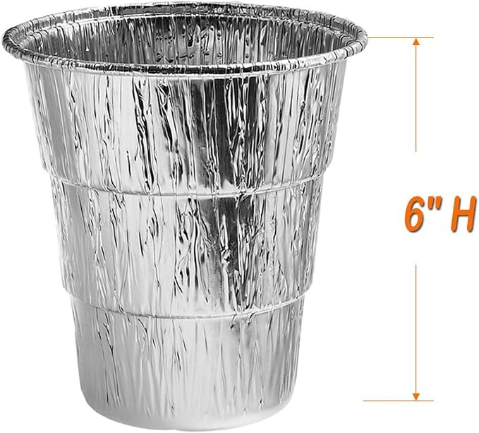 6" Universal Grease Bucket Liners for Pit Boss, Traeger and More, 15-Pack | Fits for Pit Boss 67292 & Traeger Large Buckets and Other Grill Bucket, Grease Catcher for BBQ, Disposable Aluminum Liners