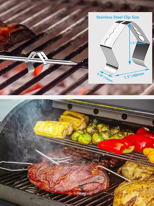 Replacement for Traeger Meat Probe,Compatible with Traeger Wood Pellet Grills and Smoker,Equipped with Stainless Steel Grill Holder kit 2 PCS