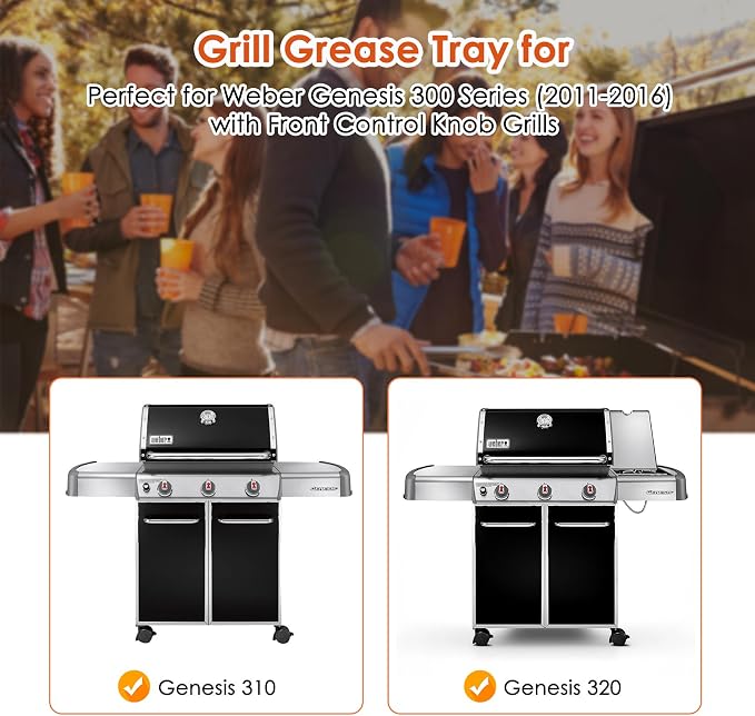 62757 Grease Tray for Weber Genesis 300 Series with Up Front Controls | Drip Pan Grease Tray for Genesis S310 S320 S330 E310 E320 E330, for Weber Genesis 300 Grill Parts