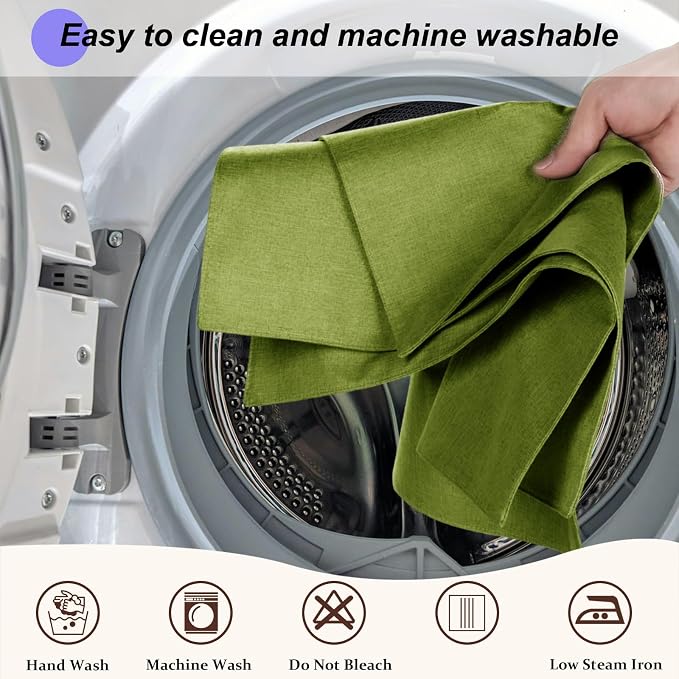 Cloth Placemats Set of 6, Cotton Linen Blend Place Mats, Grass Green | Machine Washable, Double Layered, Heat Resistant, Fabric Dining Table Mats for Kitchen, Indoor & Outdoor, 13" x 19"