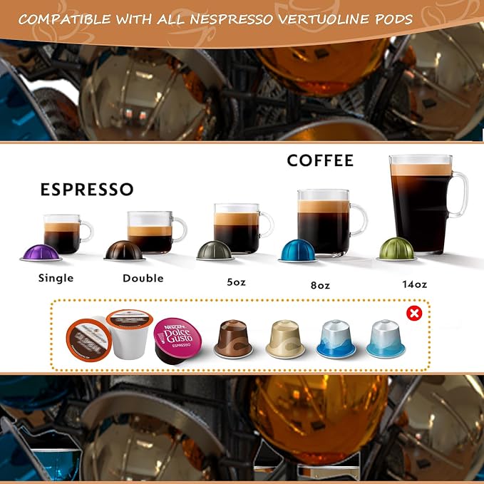 Nespresso Pods Holder Tower Stand,Vertuo Pod Holder 40 Pods Capacity,Black | Coffee Pods Holder Organizer Fits Vertuo Pods, 360°Revolving Pod Carousel, Space-Saving for Countertop,No Assembly Required