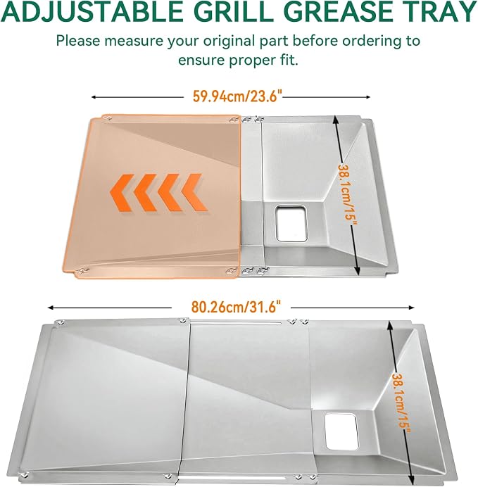 Universal Grease Tray with Catch Pan Replacement for Nexgrill 720-0830H | for 720-0888S 720-0888N, Adjustable Drip Pan for 3/4/5/6 Burner, BBQ Grill Pan for Charbroil, Dyna Glo, BHG, Expert Gas Grill