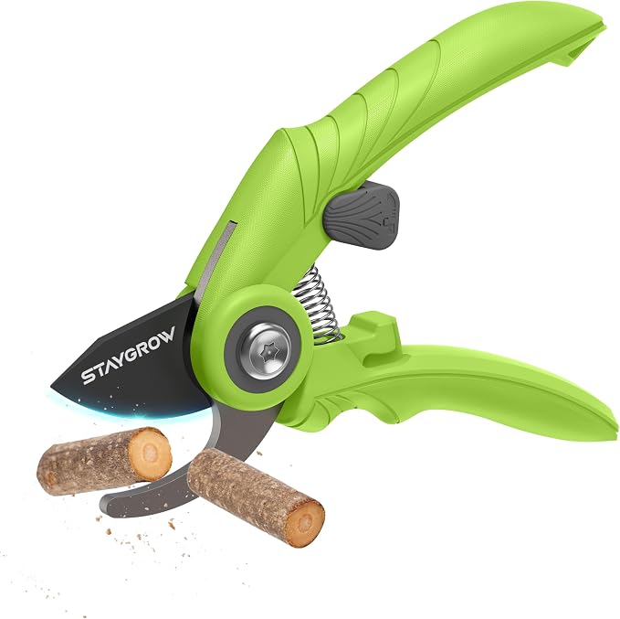 Garden Shears 6.9" Pruning Shears for Gardening Green | SK5 Stainless Steel Sharp Blades,Tree Trimmer Garden Scissors with Comfort Handle and Safety Lock,Gardening Hand Tools