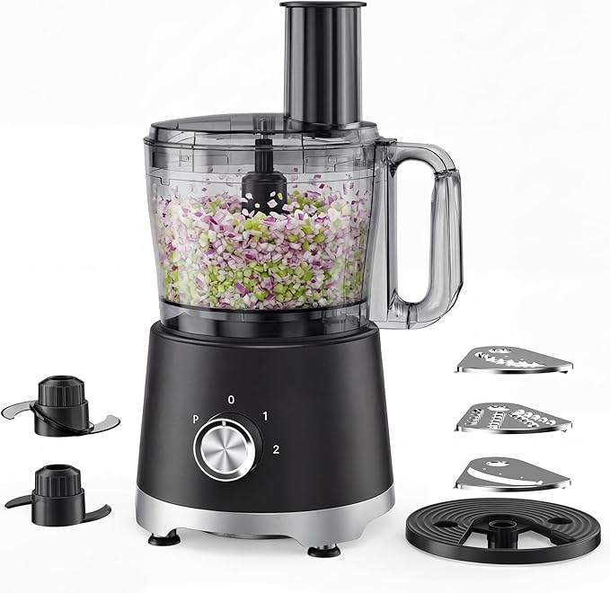 OLIXIS Food Processor 10.5 Cups, 600W Powerful Food processors with 5 Blades, Dishwasher Safe Meat Grinder for Slicing, Shredding, Chopping, Kneading, for Meat, Vegetables, Fruit, Dough