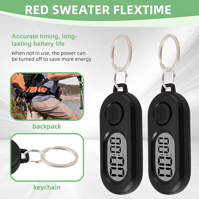 2 Pack Mini Digital Timer Keychain, Portable Countdown Timer and Stopwatch | Countdown with lcd display, small clip-on pocket timer for cooking, study, workouts, classroom and daily use