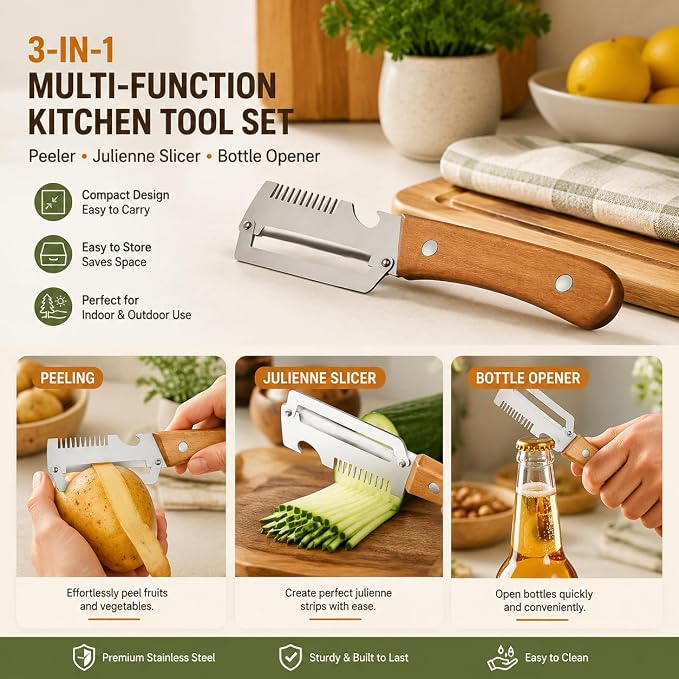 Vegetable Peeler Set Multi-Function Potato & Fruit Peeler Tool-5pcs | Stainless Steel Vegetable Peeler for Potatoes, Carrots, Apples and Cabbage Elite Peeler and Shredder for Easy Kitchen Prep