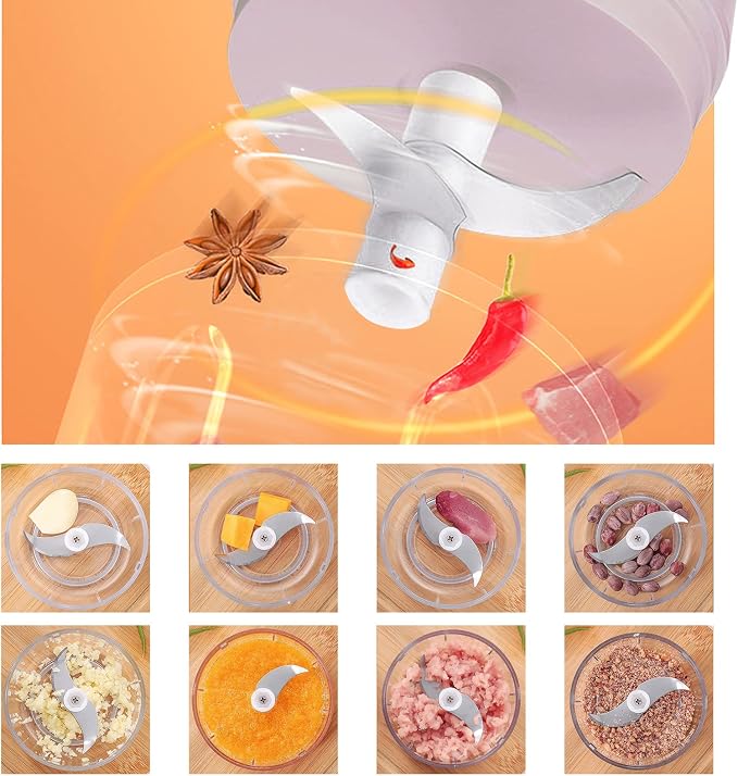 Electric Mini Garlic Mincer, 100ML USB Vegetable Onion Chopper | Portable Small Food Processor for Ginger, Chili, Vegetables