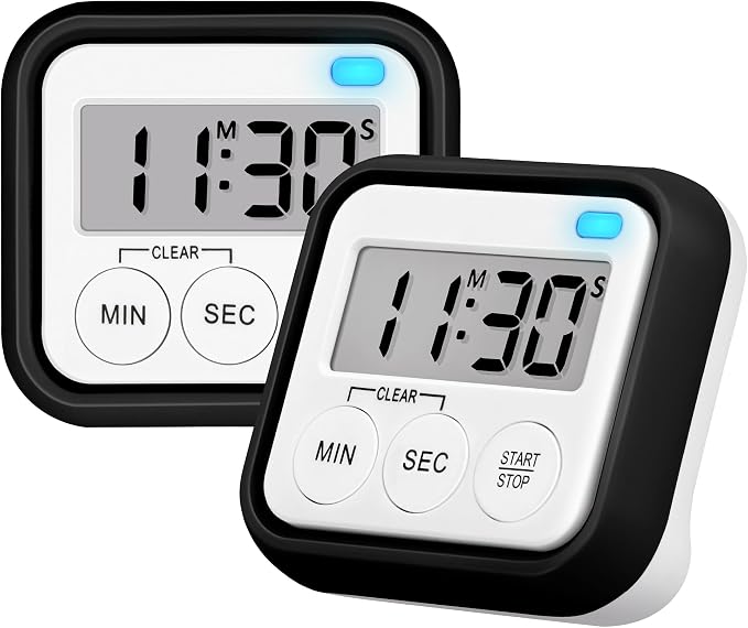 Timer, Kitchen Timers for Cooking Classroom Timer for Kids Teachers Magnetic Digital Timers 2 Pack, Black